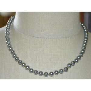 Vendome Silver Tone Faux Pearl Grey Gray Glass Bea